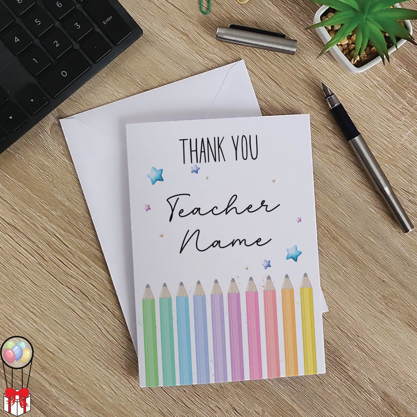 Personalised Teacher Thank You Card - Pencil Tips