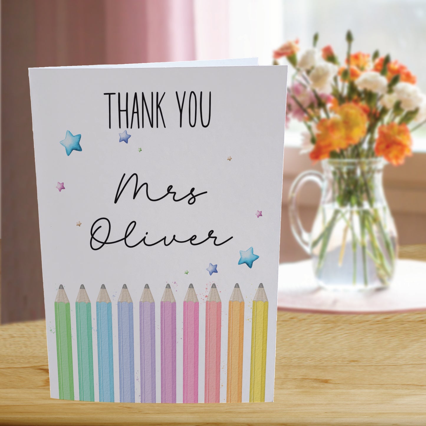 Personalised Teacher Thank You Card - Pencil Tips