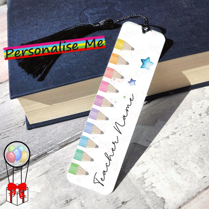 Personalised Teacher Bookmark - Pencil Tips