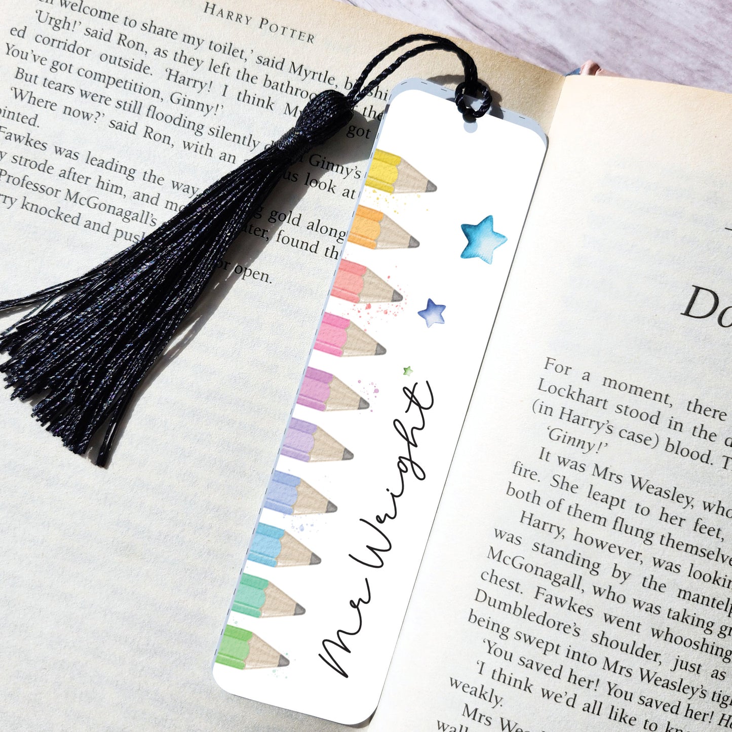 Personalised Teacher Bookmark - Pencil Tips