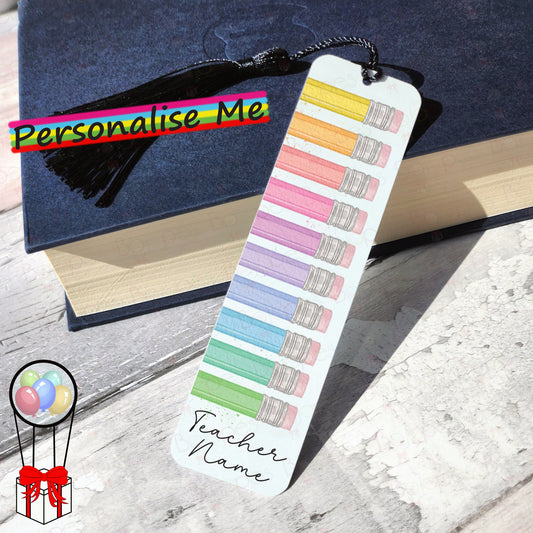 Personalised Teacher Bookmark - Pencil Tops