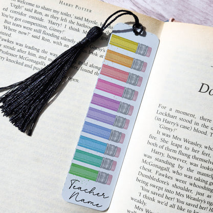 Personalised Teacher Bookmark - Pencil Tops