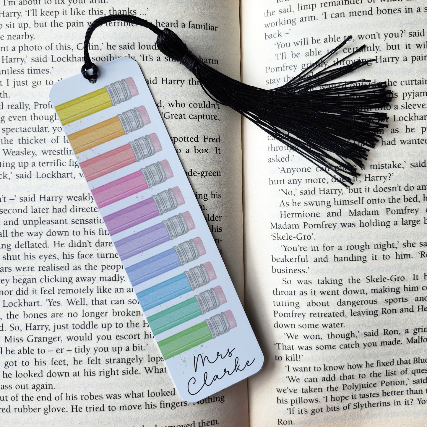 Personalised Teacher Bookmark - Pencil Tops