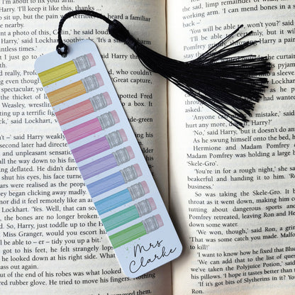 Personalised Teacher Bookmark - Pencil Tops