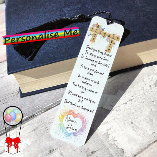 Personalised Best Teacher Tiles Bookmark