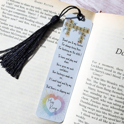 Personalised Best Teacher Tiles Bookmark