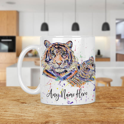 Parent and Child Tiger Mug - Personalised Tiger & Cub Mug Gift for Wild Animal Lover