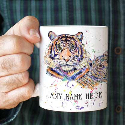 Parent and Child Tiger Mug - Personalised Tiger & Cub Mug Gift for Wild Animal Lover