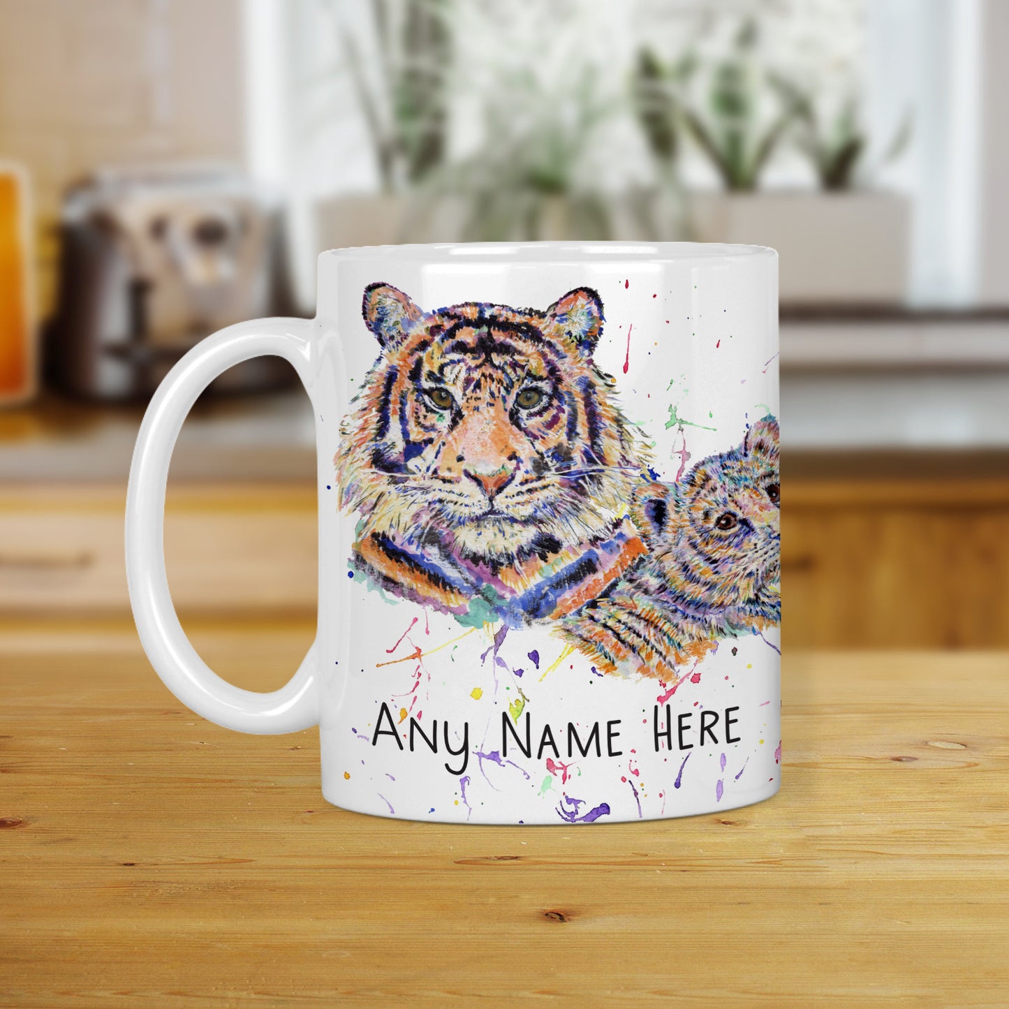 Parent and Child Tiger Mug - Personalised Tiger & Cub Mug Gift for Wild Animal Lover