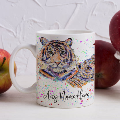 Parent and Child Tiger Mug - Personalised Tiger & Cub Mug Gift for Wild Animal Lover