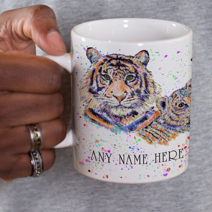 Parent and Child Tiger Mug - Personalised Tiger & Cub Mug Gift for Wild Animal Lover