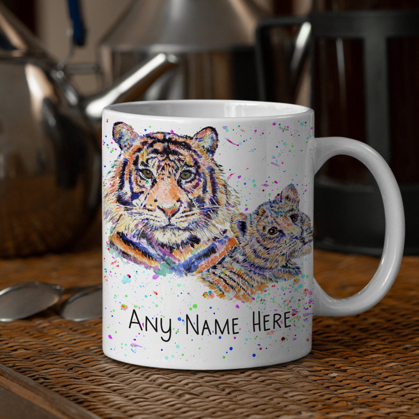 Parent and Child Tiger Mug - Personalised Tiger & Cub Mug Gift for Wild Animal Lover