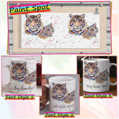 Parent and Child Tiger Mug - Personalised Tiger & Cub Mug Gift for Wild Animal Lover