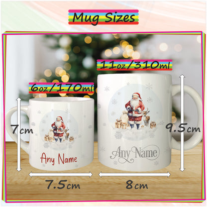 Traditional Santa Personalised Christmas Mug for Kids - Hot Chocolate Mug