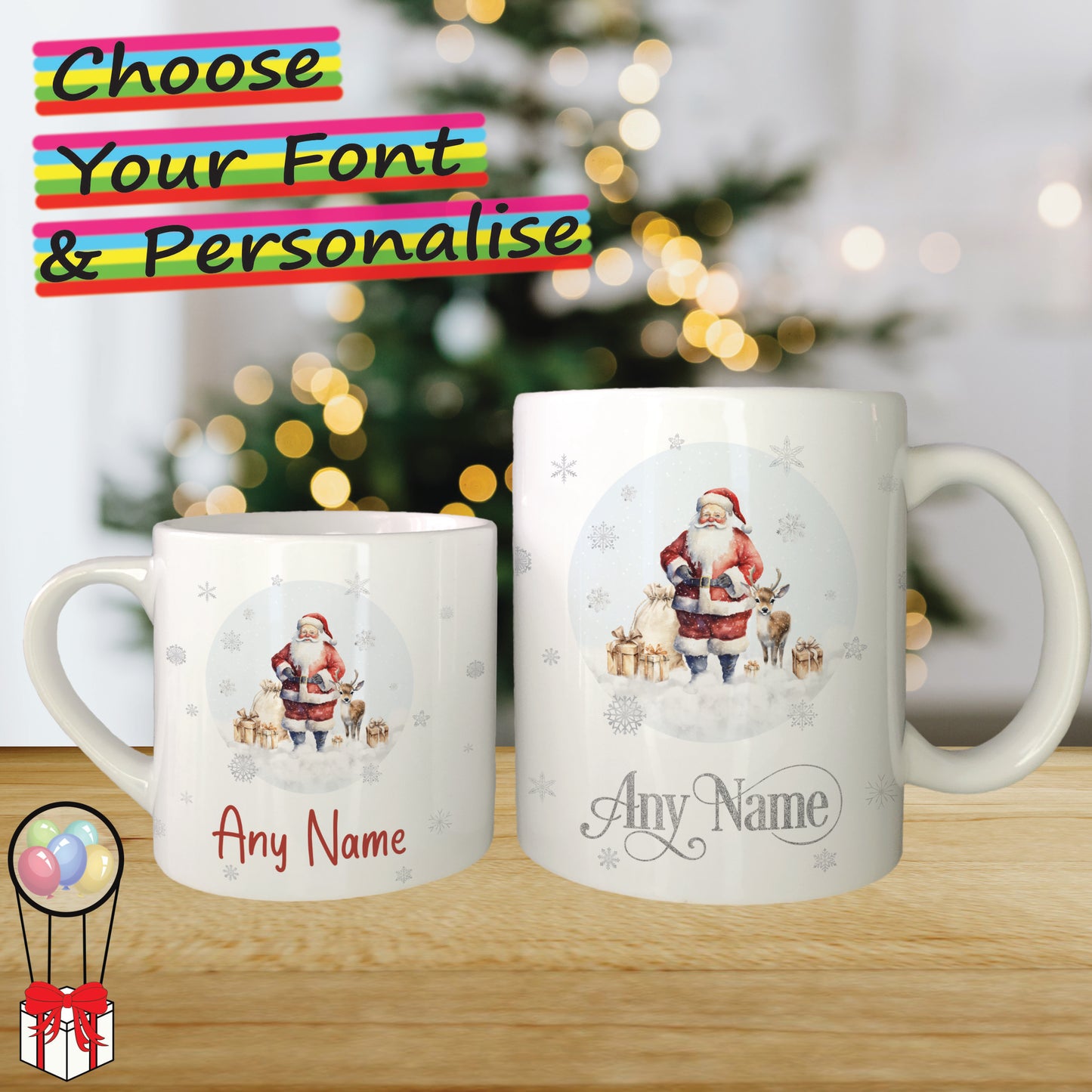 Traditional Santa Personalised Christmas Mug for Kids - Hot Chocolate Mug