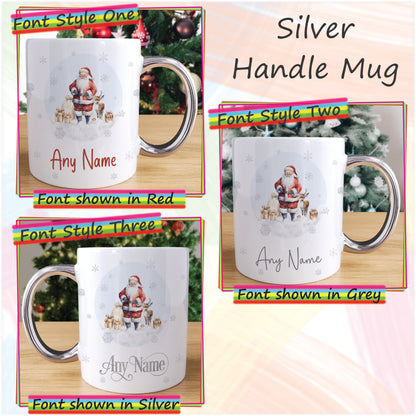 Traditional Santa Father Christmas Mug and Coaster Set - Hot Chocolate Mug with Name