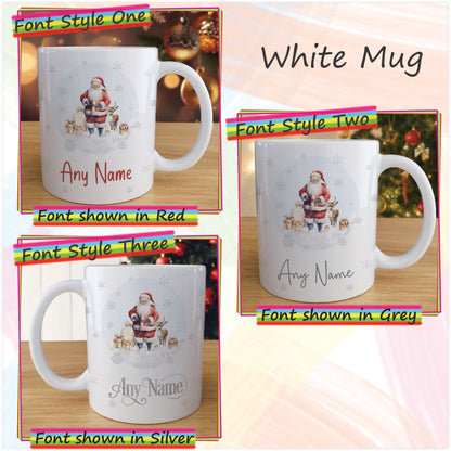 Traditional Santa Father Christmas Mug and Coaster Set - Hot Chocolate Mug with Name