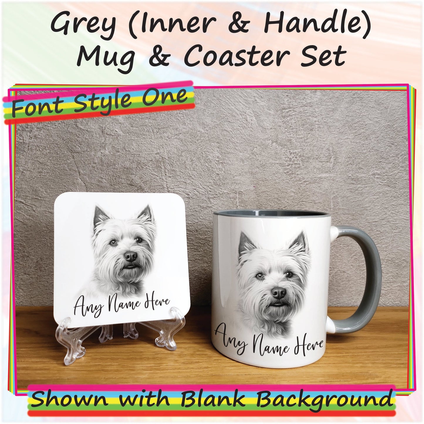 Personalised Sketched West Highland Terrier 11oz Ceramic Mug & Coaster Set