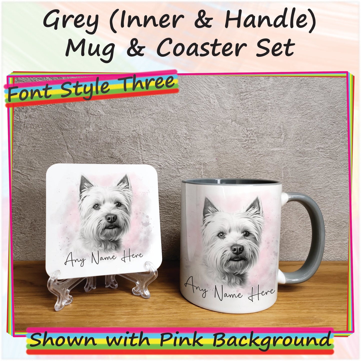 Personalised Sketched West Highland Terrier 11oz Ceramic Mug & Coaster Set