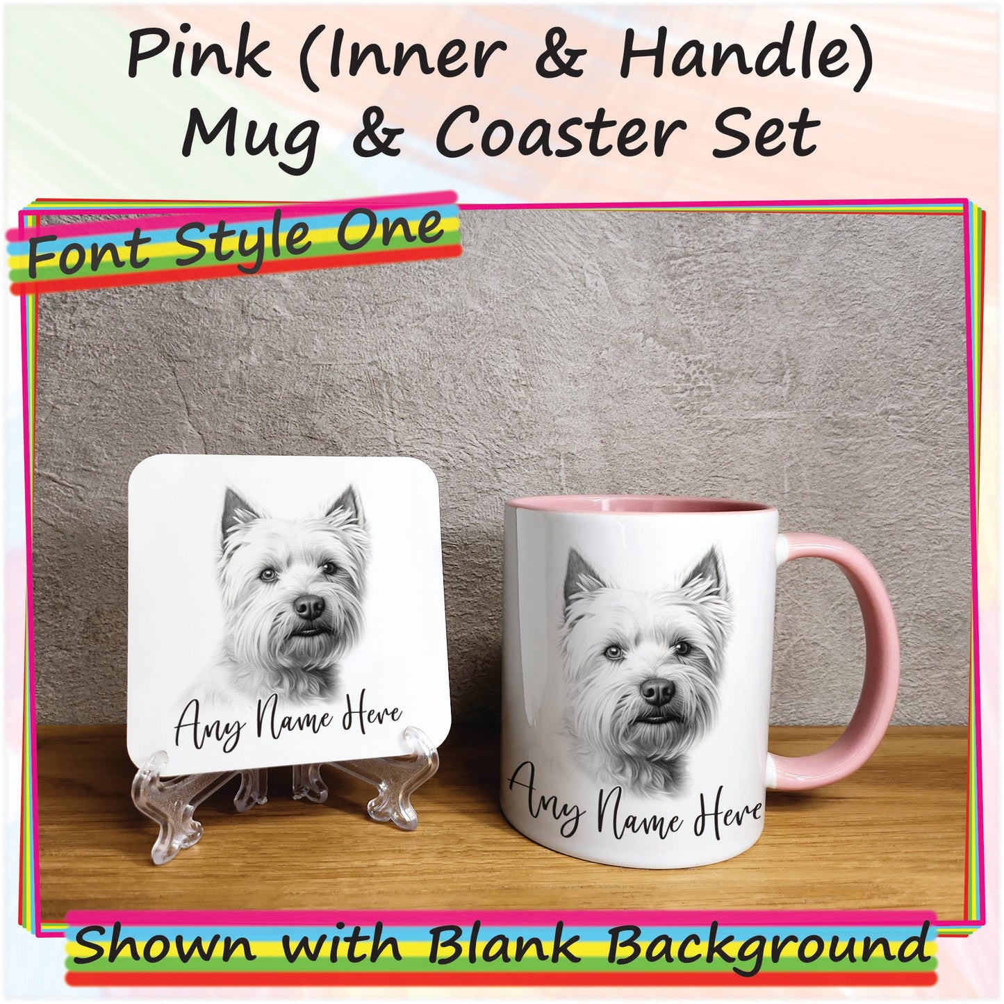 Personalised Sketched West Highland Terrier 11oz Ceramic Mug & Coaster Set