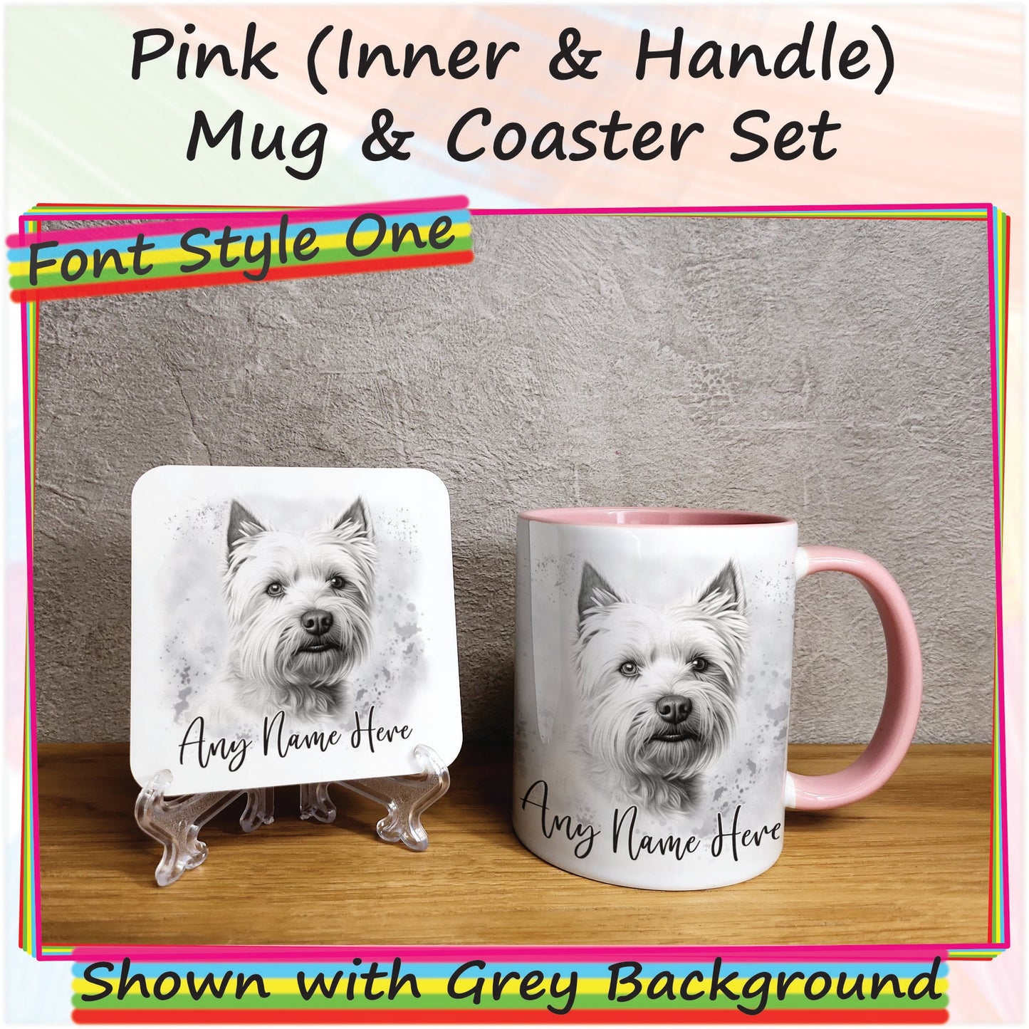 Personalised Sketched West Highland Terrier 11oz Ceramic Mug & Coaster Set