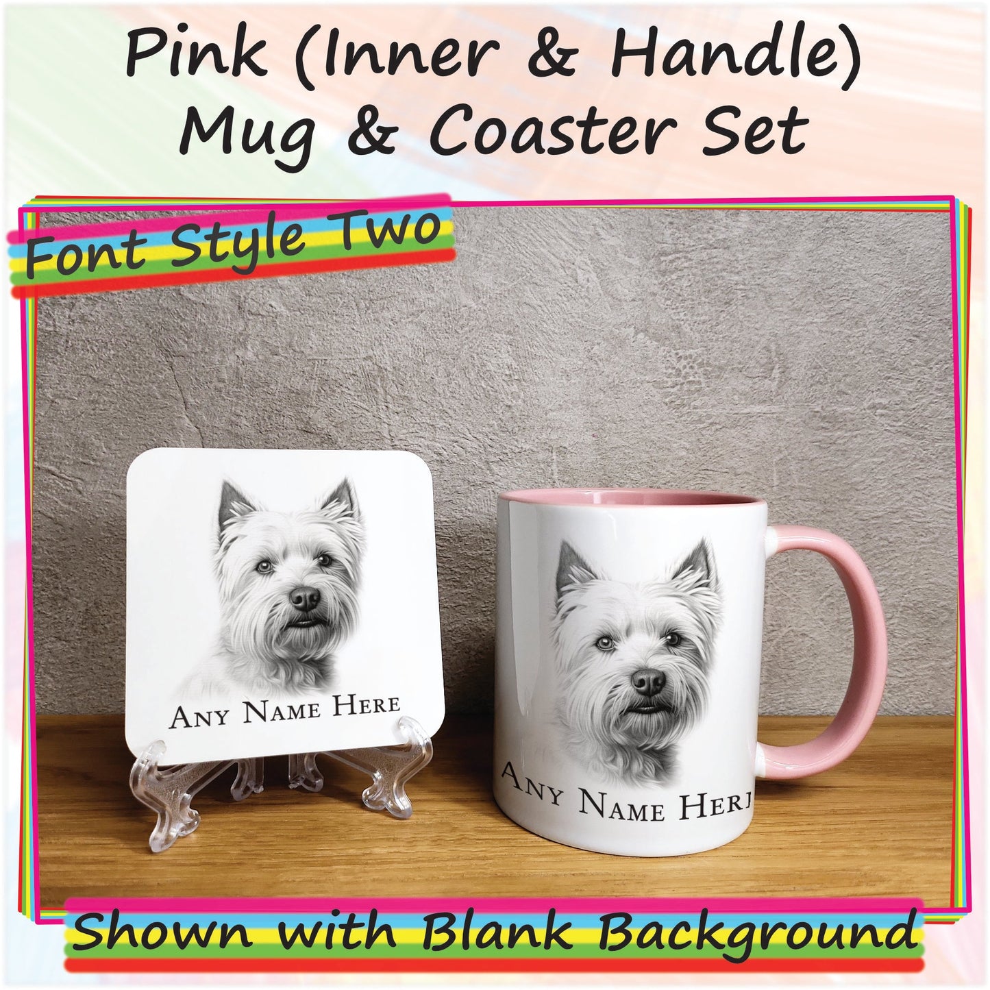 Personalised Sketched West Highland Terrier 11oz Ceramic Mug & Coaster Set