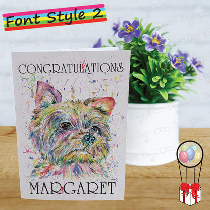 Yorkshire Terrier Card - Personalised Greeting Card for Dog Lover