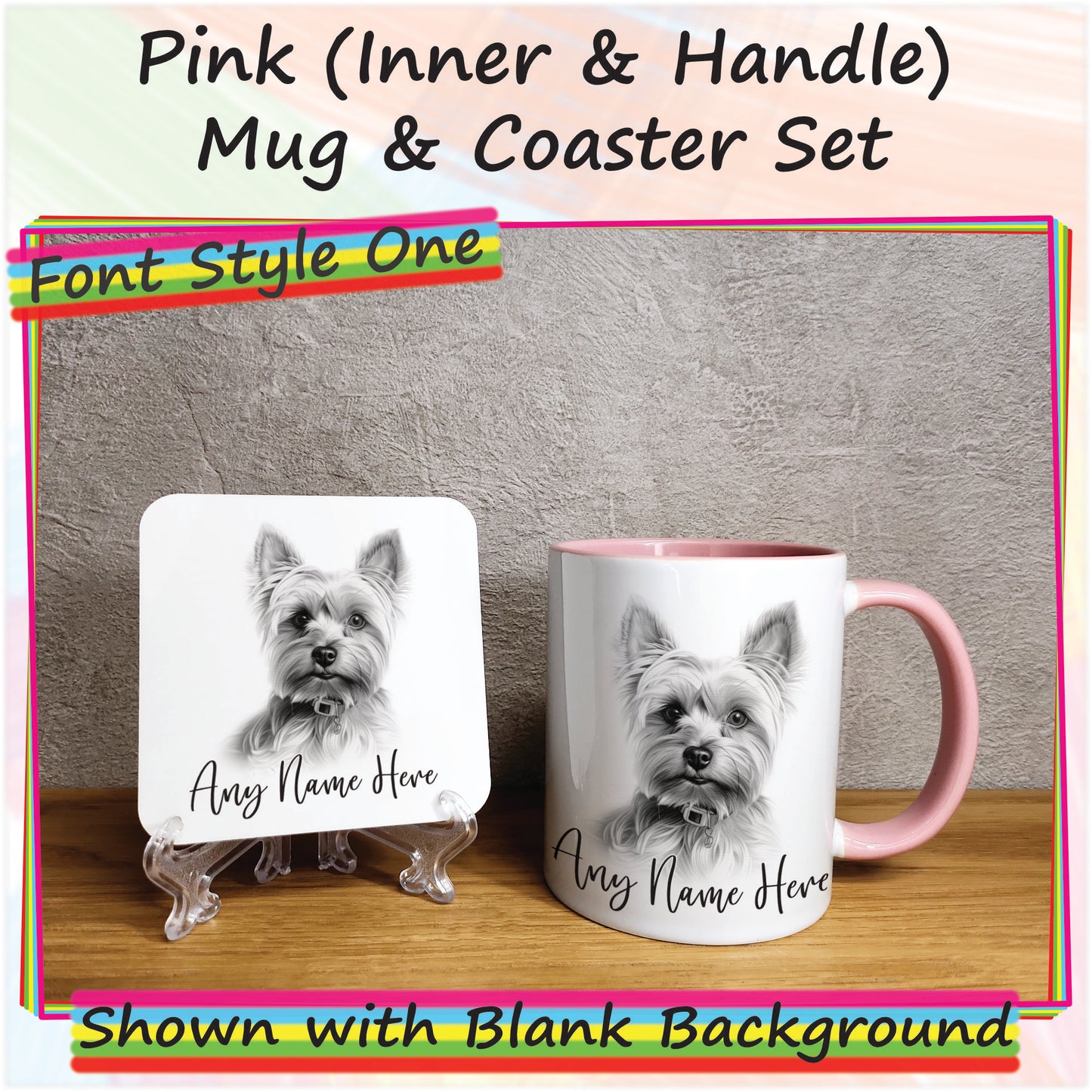 Personalised Sketched Yorkshire Terrier 11oz Ceramic Mug & Coaster Set