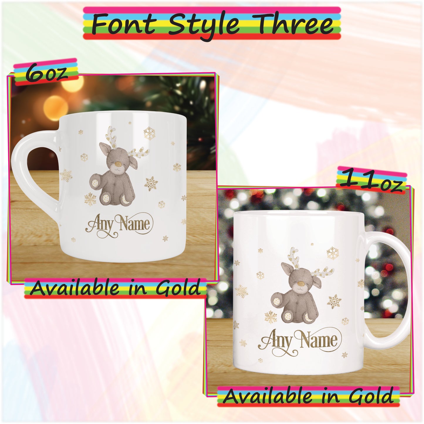 Baby Reindeer Personalised Christmas Mug for Kids - Hot Chocolate Mug with Name