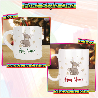 Baby Reindeer Personalised Christmas Mug for Kids - Hot Chocolate Mug with Name