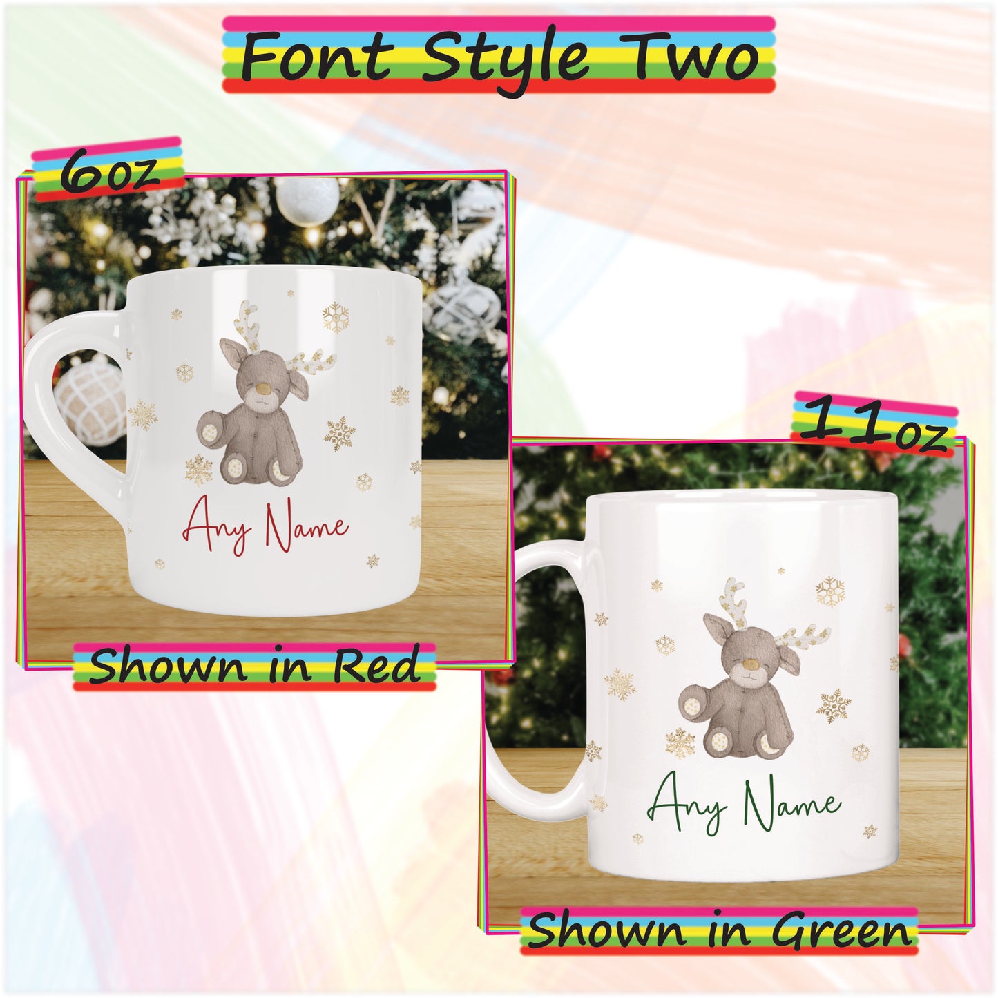 Baby Reindeer Personalised Christmas Mug for Kids - Hot Chocolate Mug with Name