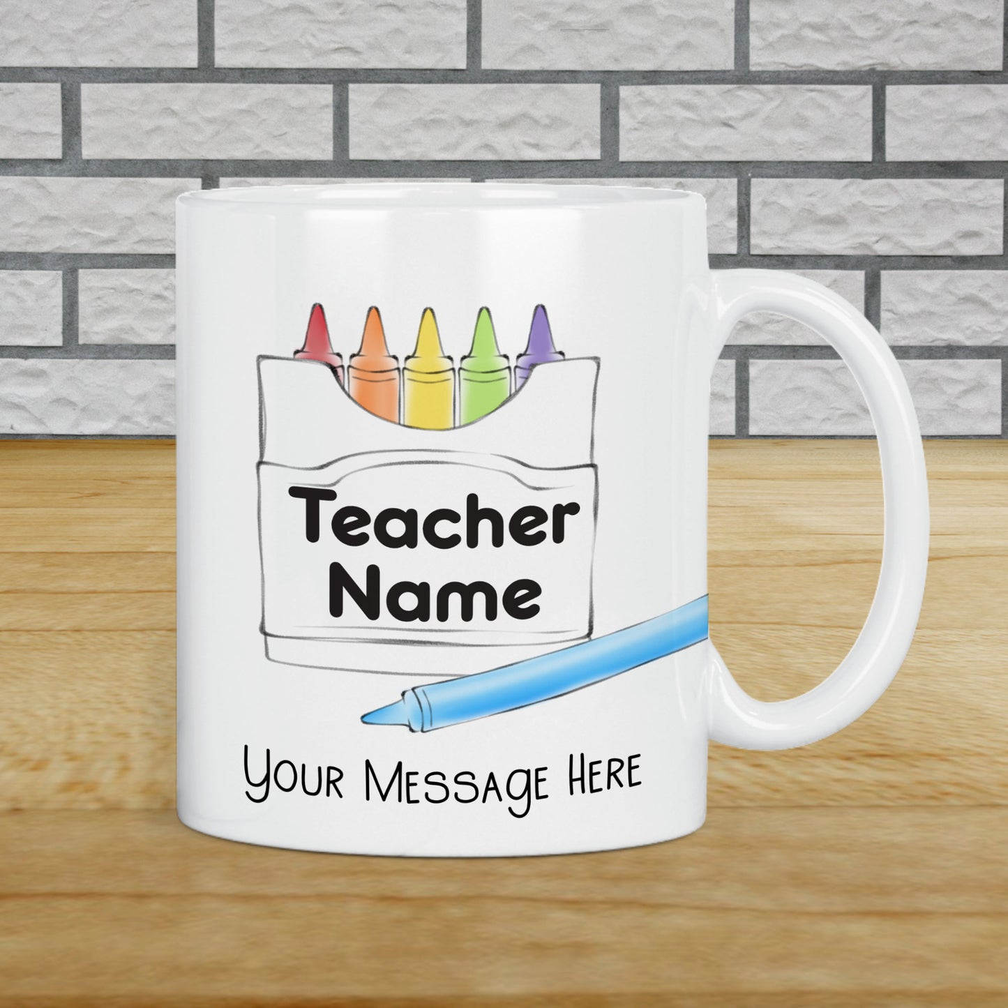 Thank You Teacher Crayon Personalised Mug