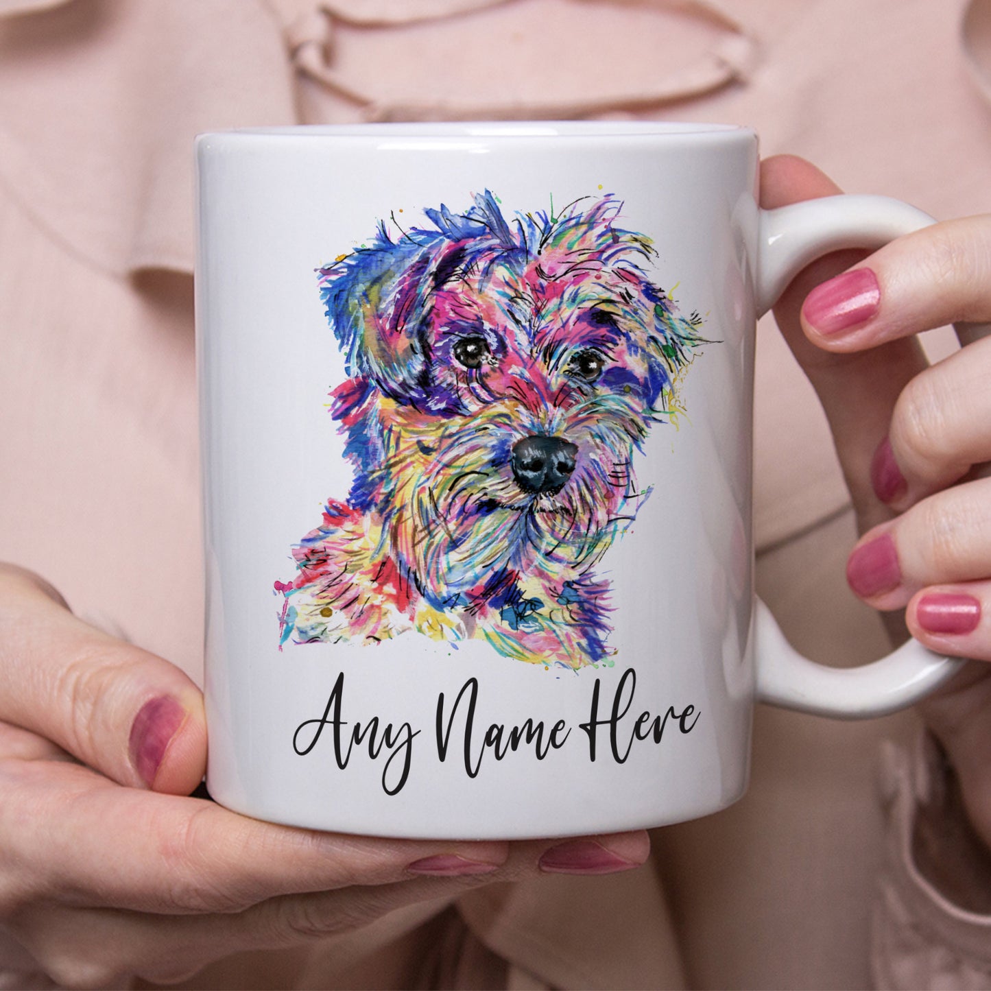 Personalised Norfolk Terrier Mug - Colourful Border Terrier Mug for Dog Lover