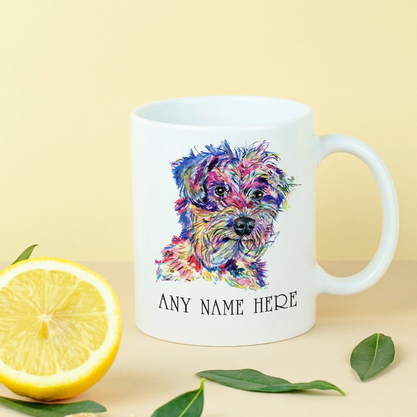 Personalised Norfolk Terrier Mug - Colourful Border Terrier Mug for Dog Lover