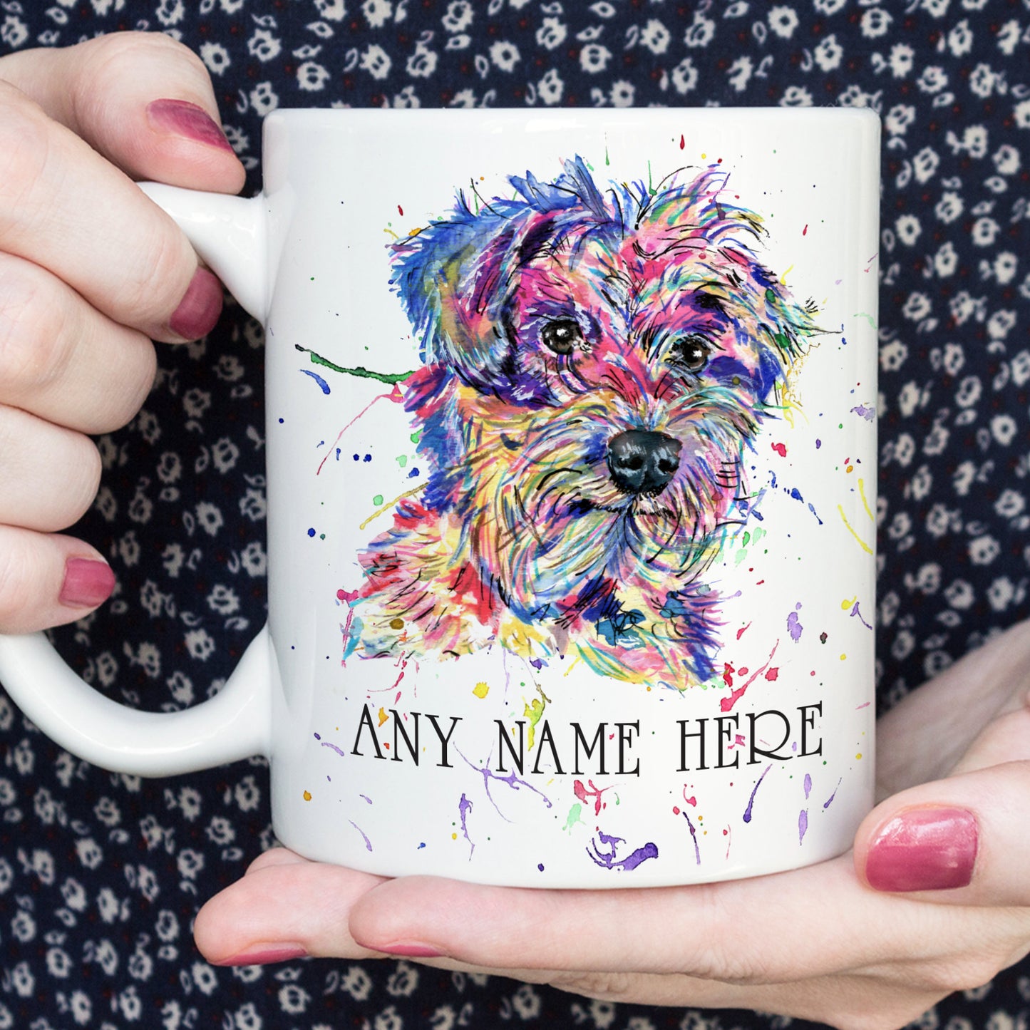 Personalised Norfolk Terrier Mug - Colourful Border Terrier Mug for Dog Lover