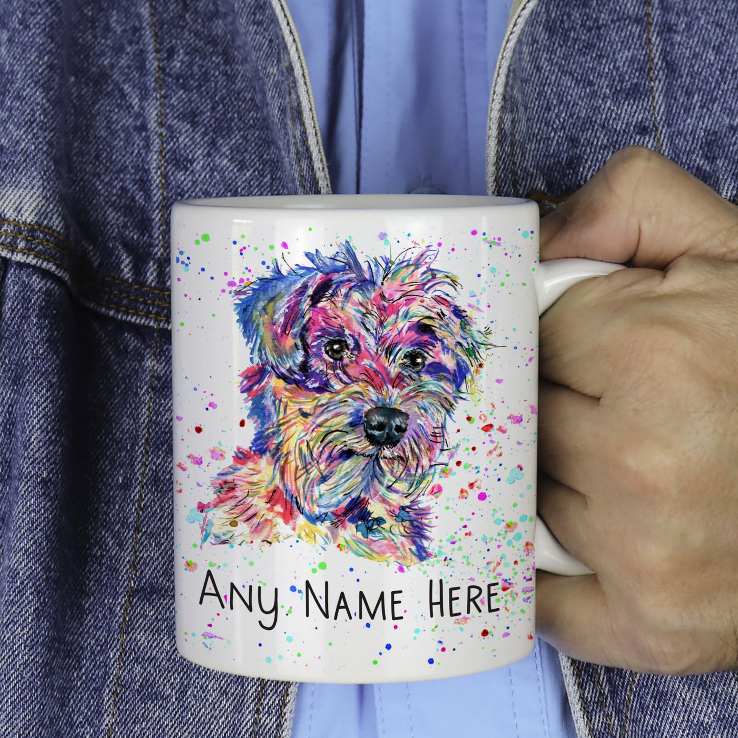 Personalised Norfolk Terrier Mug - Colourful Border Terrier Mug for Dog Lover