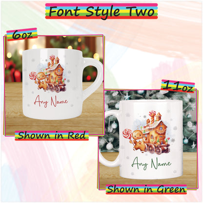 Gingerbread Train Personalised Christmas Mug for Kids - Hot Chocolate Mug with Name