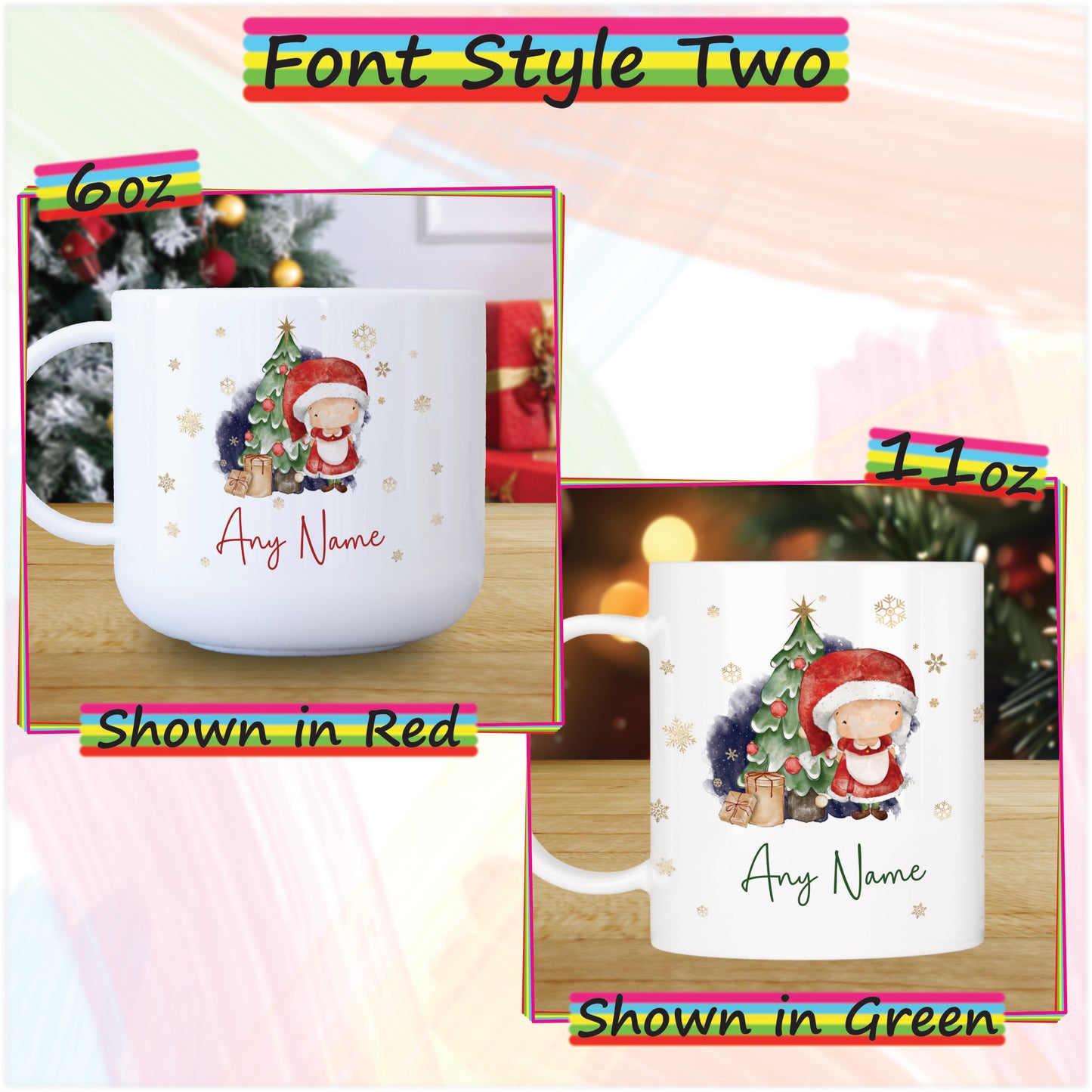 Mrs Claus Personalised Unbreakable Christmas Mug for Kids - Hot Chocolate Mug with Name