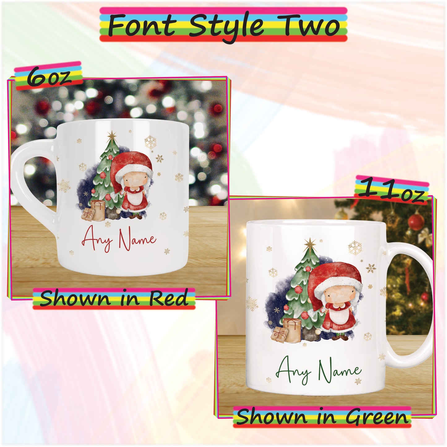 Mrs Claus Personalised Christmas Mug for Kids - Hot Chocolate Mug with Name