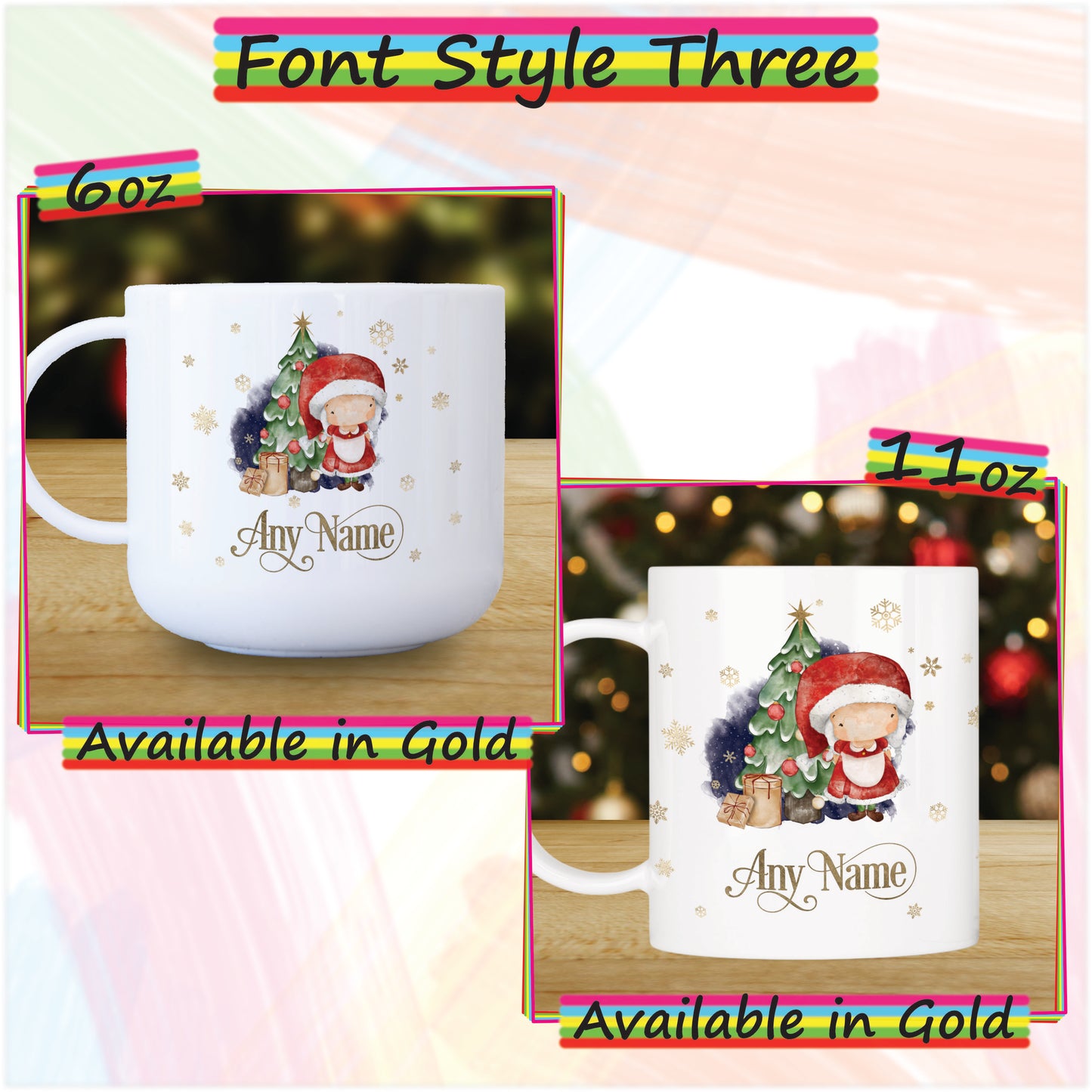 Mrs Claus Personalised Unbreakable Christmas Mug for Kids - Hot Chocolate Mug with Name