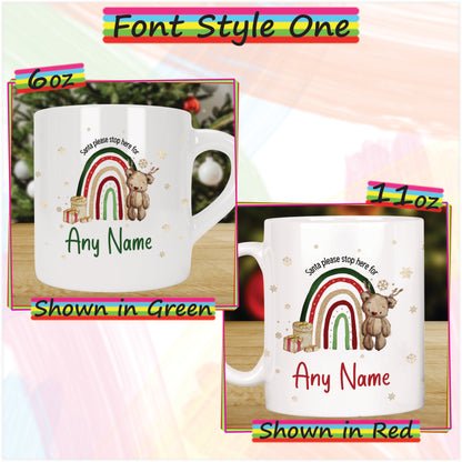 Reindeer Rainbow Personalised Christmas Mug for Kids - Hot Chocolate Mug with Name