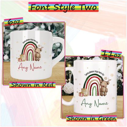 Reindeer Rainbow Personalised Christmas Mug for Kids - Hot Chocolate Mug with Name