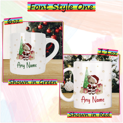 Santa Bear Personalised Christmas Mug for Kids - Hot Chocolate Mug with Name