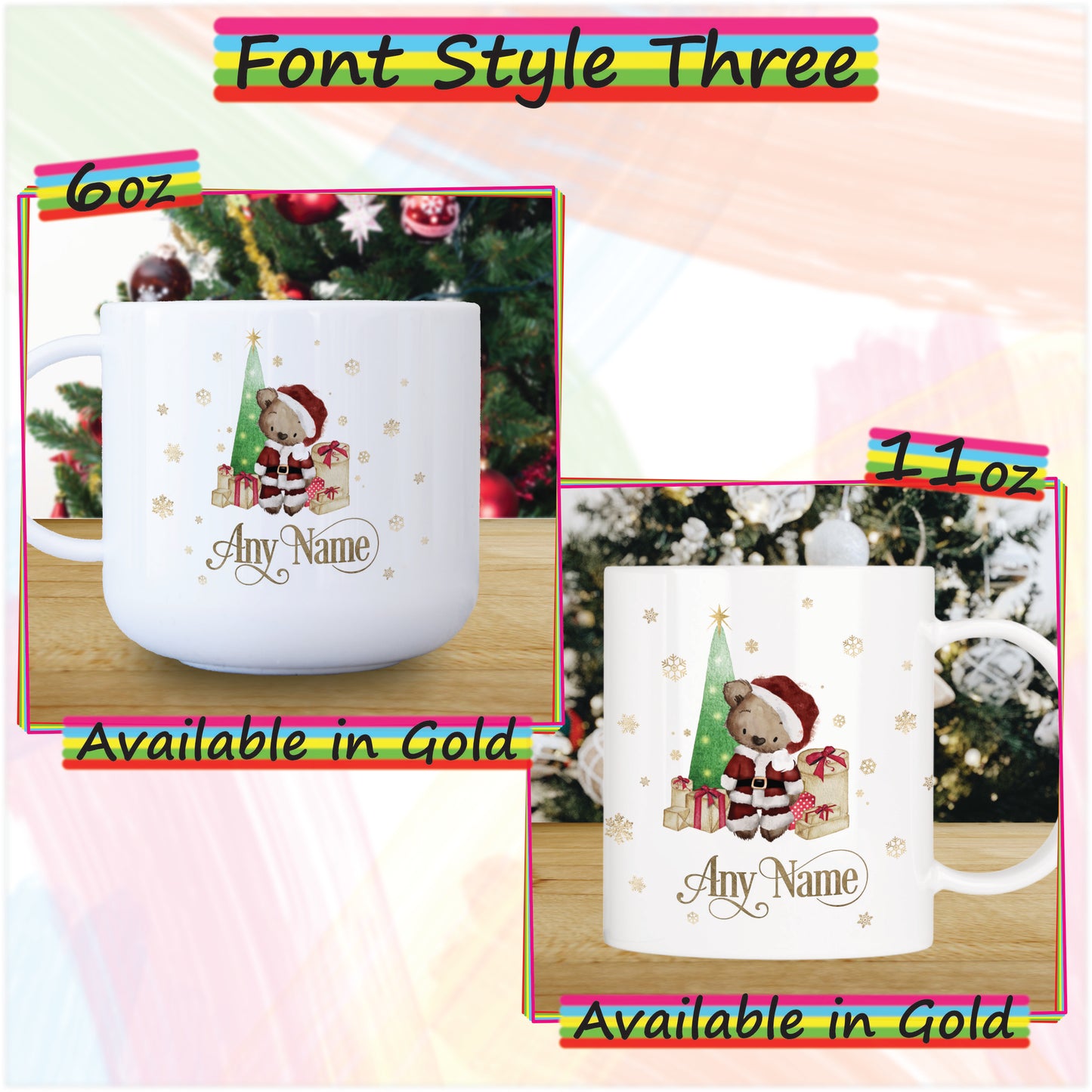 Santa Bear Personalised Unbreakable Christmas Mug for Kids - Hot Chocolate Mug with Name