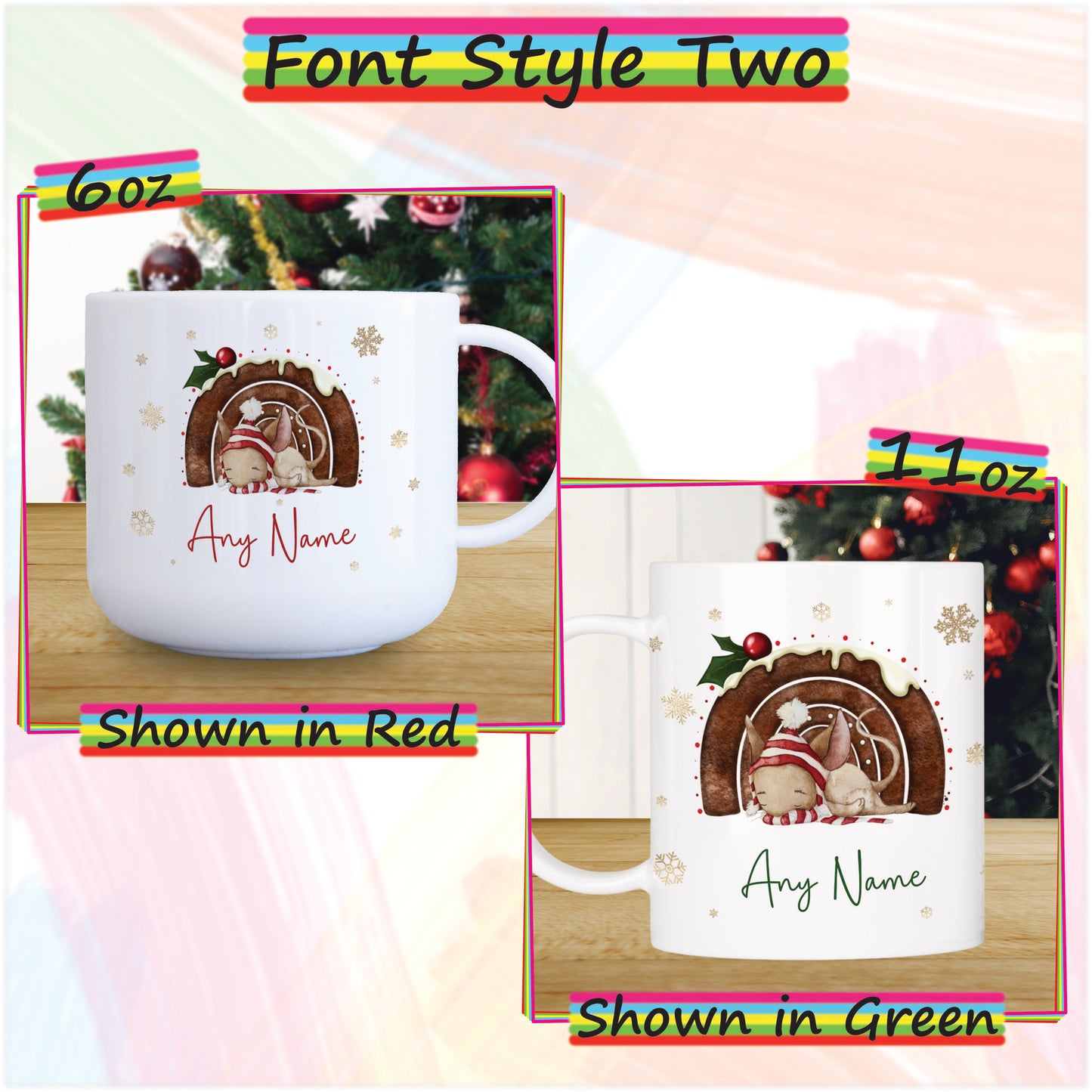 Sleeping Mouse Personalised Unbreakable Christmas Mug for Kids - Hot Chocolate Mug with Name