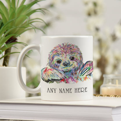 Cute Sloth Mug - Personalised Sloth Mug Gift for Animal Lover