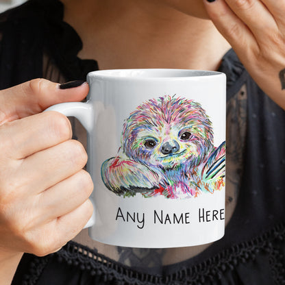 Cute Sloth Mug - Personalised Sloth Mug Gift for Animal Lover