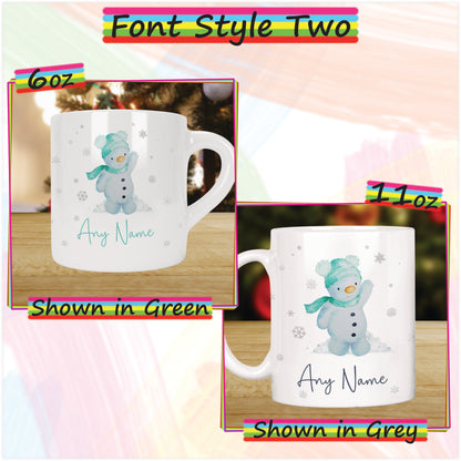 Cute Snowman Personalised Christmas Mug for Kids - Hot Chocolate Mug with Name