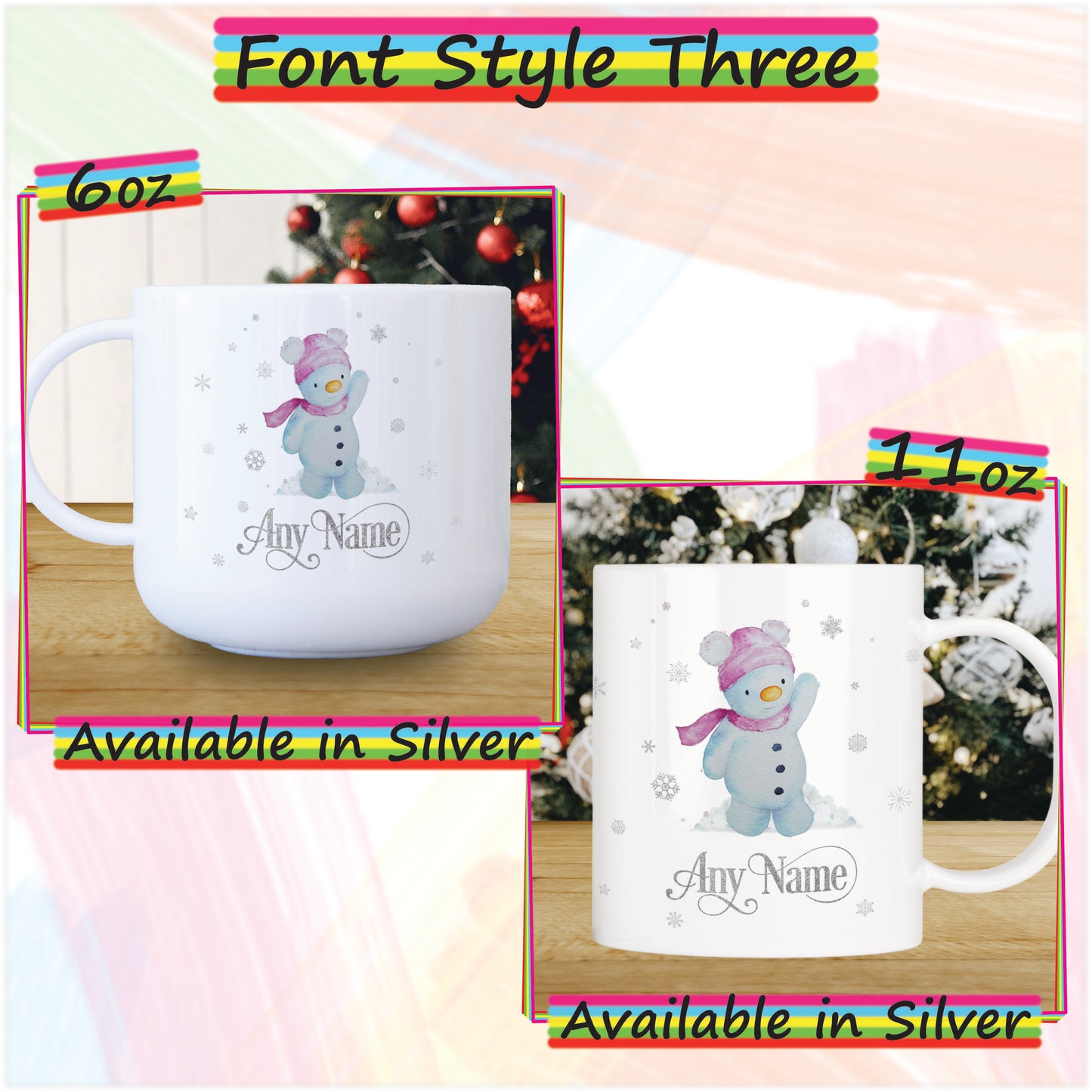 Girl Snowman Unbreakable Personalised Kids Christmas Mug - Hot Chocolate Mug with Name