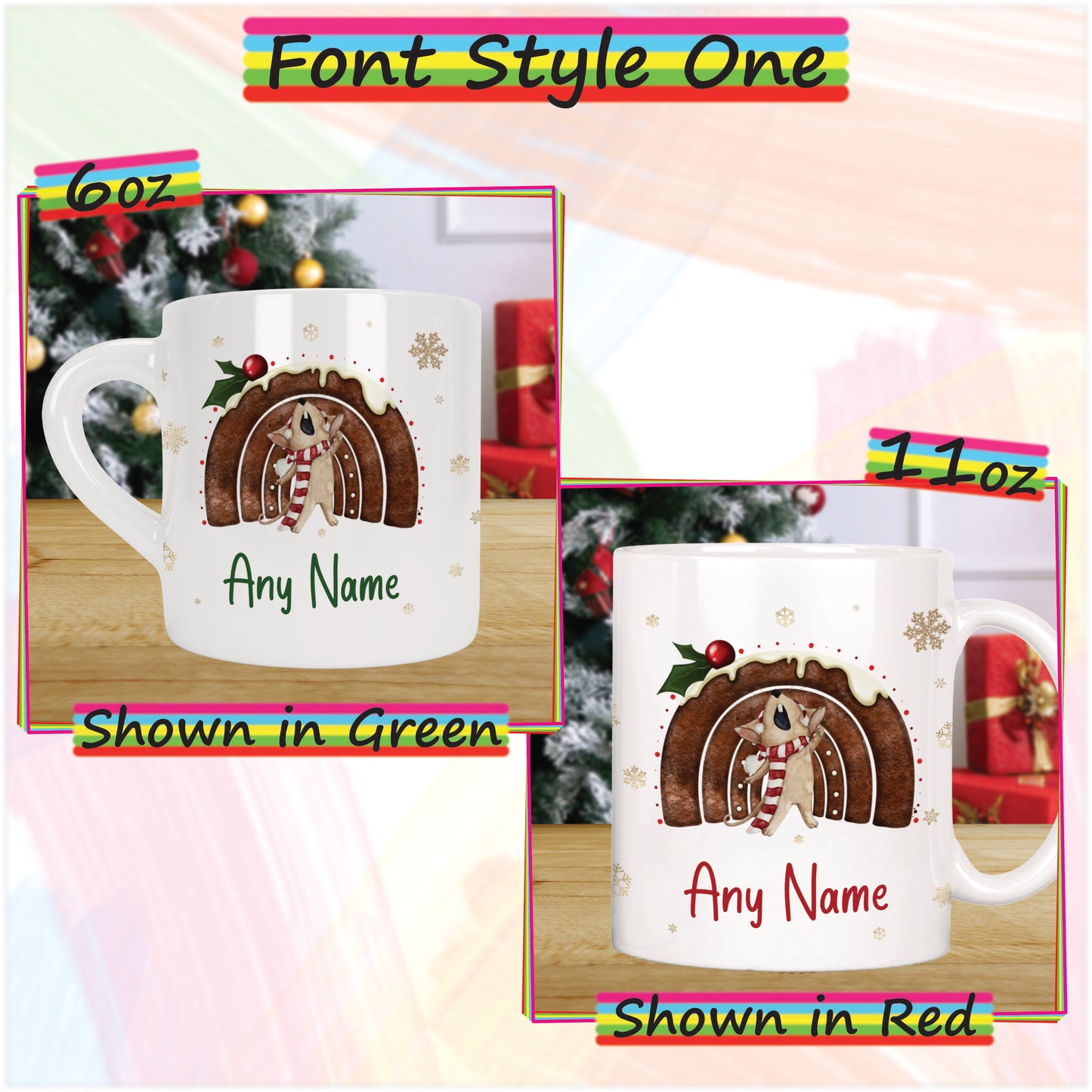 Sleepy Mouse Personalised Christmas Mug for Kids - Hot Chocolate Mug with Name